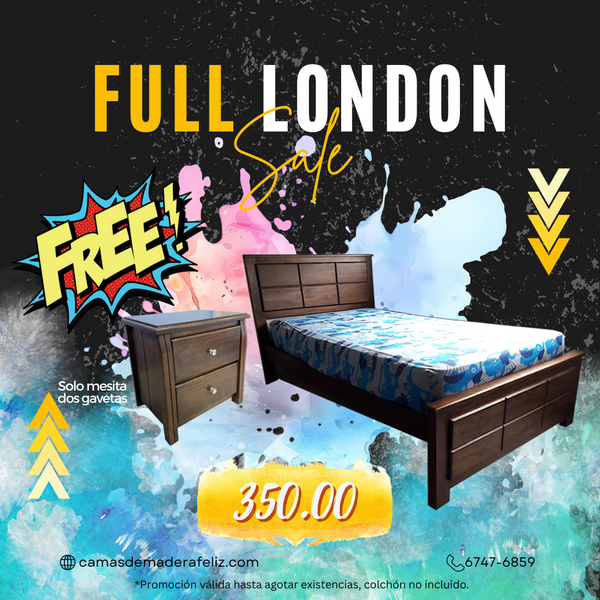 London Full + Mesita de Dos gavetas