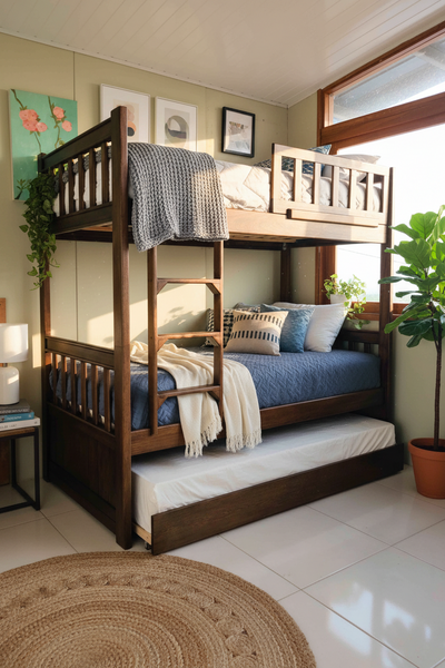 Twin & Twin Bunk Bed with auxiliary bed