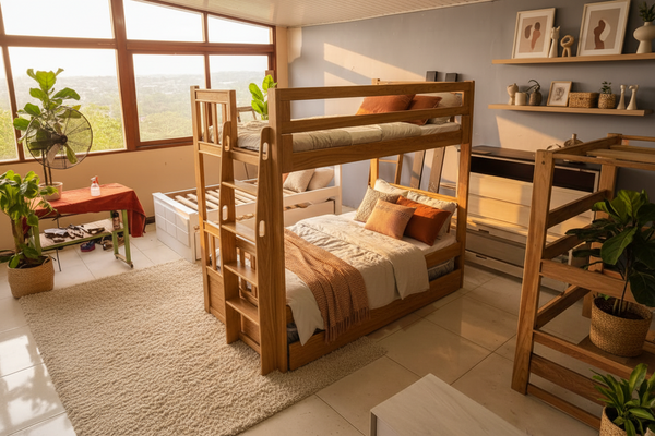 Twin & Twin Bunk Bed with auxiliary drawers