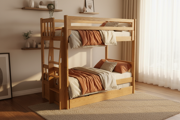 Twin & Twin Bunk Bed with auxiliary drawers