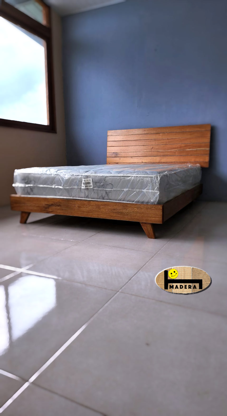 cama king madera roble