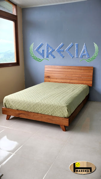 cama doble madera de roble