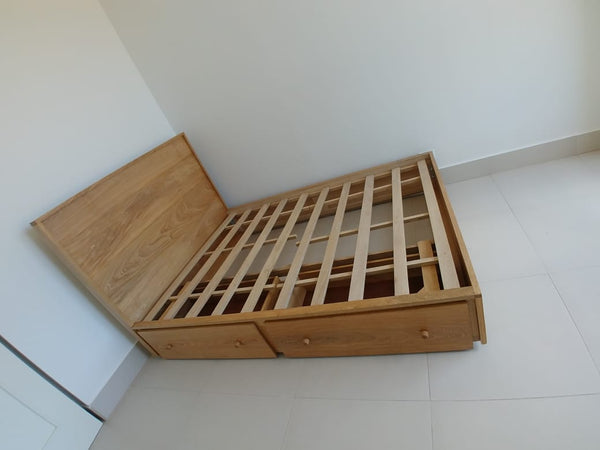 Cama cabezal alto doble con cajones
